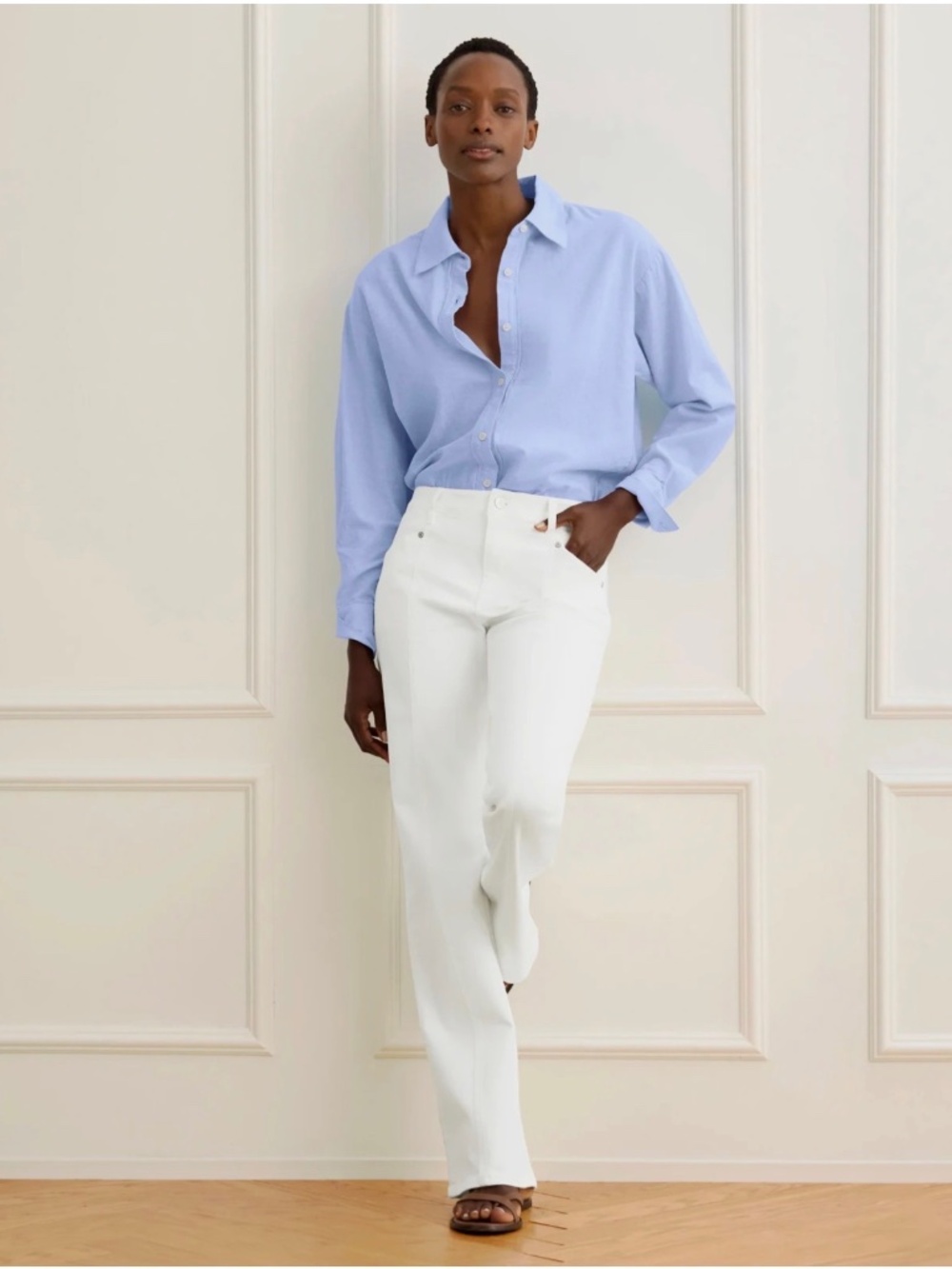 Cabi Lark Jean white wide leg